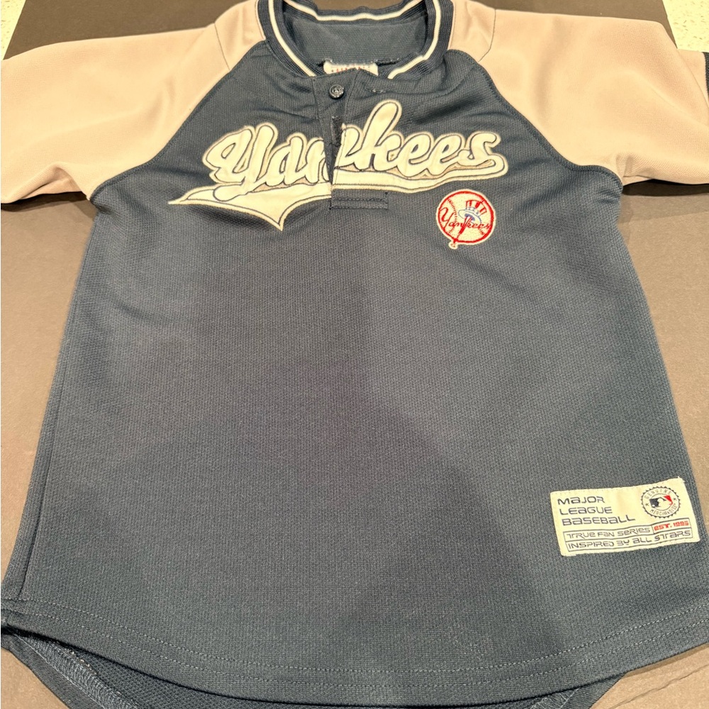 Youth Yankees Baseball Jersey - Navy and Beige